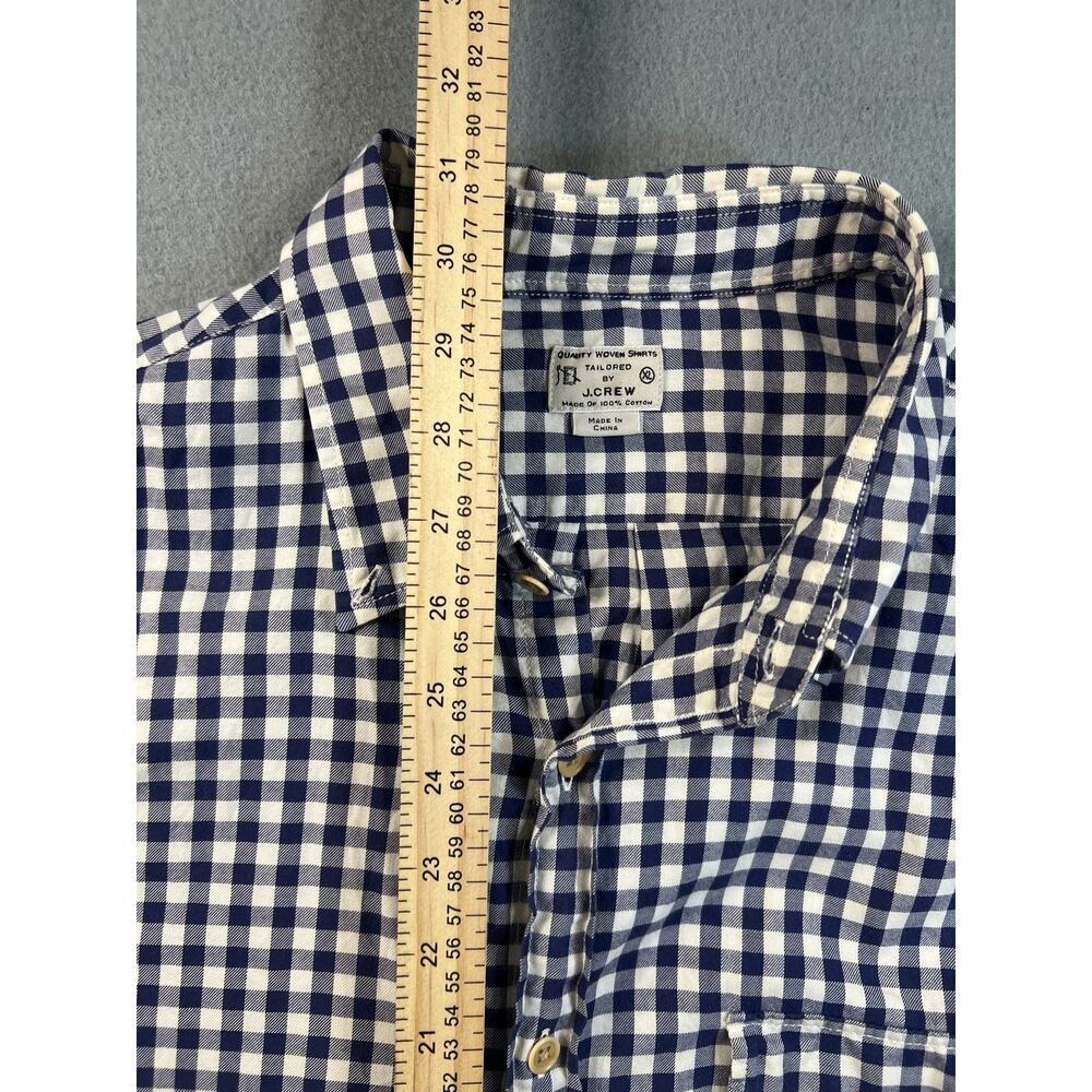 J.Crew Men's XL Blue White Gingham Long Sleeve Shirt 100% Cotton Casual Wear - Picture 6 of 8
